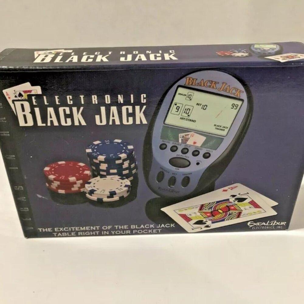 Electronic Black Jack Handheld Game, Excalibur Electronics, Manual, Clean